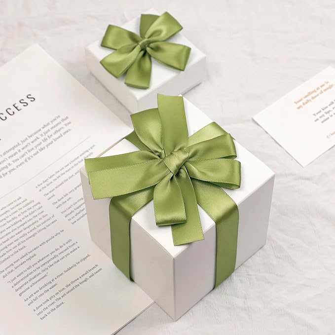 Moss Green Polyester Satin Ribbon, Double Faced 7/8 Inch X 25 Yards, Premium Satin Ribbon for Gift Wrapping, Crafts, Hair Bow Making, Sewing, Flower Bouquet, Wedding Party Decor