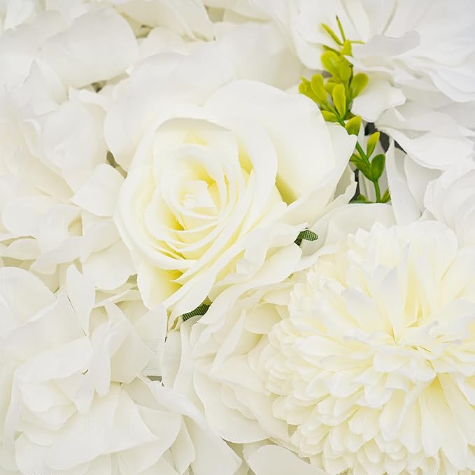 Gdrasuya10 12PCS Artificial Flower Wall Panel Wedding Backdrop Event Party Photography Flower Wall Background White Realistic Flower Wall Backdrop Faux Floral Wall Decor
