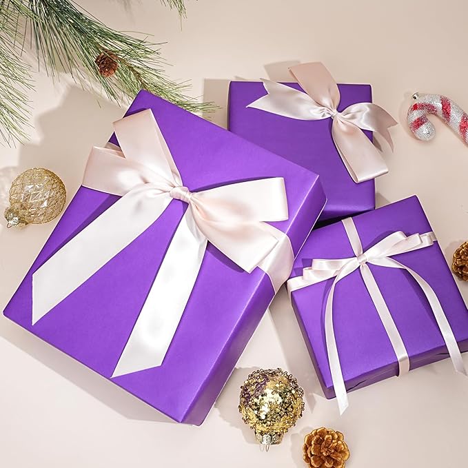 LaRibbons Purple Wrapping Paper, Mini Roll-17 Inch x 33 Feet Solid Color Pearly-Lustre Gift Wrapping Paper Rolls for Wedding, Christmas, Valentine's Day, Birthday, Bridal Shower, Baby Shower