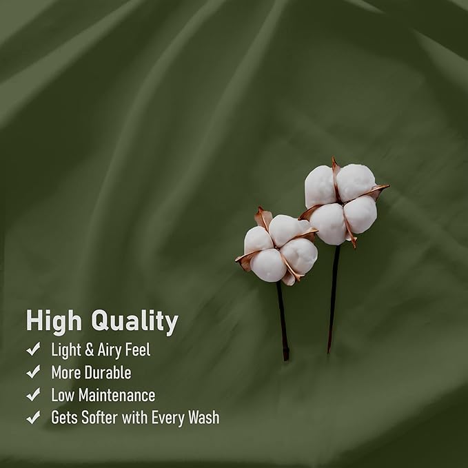 RUVANTI 100% Cotton California King Sheet Sets, 4 Pieces, Soft & Breathable Percale Weave Bedding, Deep Pocket 14", Hotel Standard, Crisp Cool Feel & Durable, Perfect Dyed Sheets, Chive