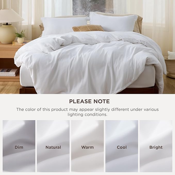 Bedsure Duvet Cover Oversized King Size - Soft Double Brushed Bedding Set for Kids & Adults, Zipper Closure, 3 Pieces, Includes 1 Duvet Cover (120"x98") & 2 Pillow Shams, NO Comforter, White