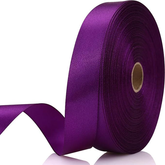 7/8 Inch 60 Yards Purple Satin Craft Ribbon-Single Face Polyester Ribbon for Handmade Roses,Gift Wrapping,Timeless Flower,Bouquets,Wedding and Party Decoration