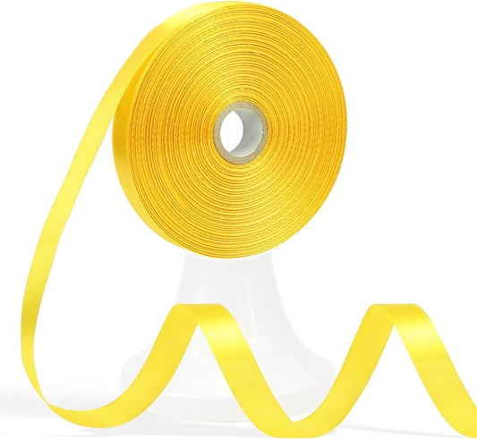 60 Yards Yellow Ribbon 1/2 Inch, Solid Satin Ribbon for Gift Wrapping, Crafts, Flower Bouquet, Wedding, Baby Shower, Festival, Christmas, Halloween