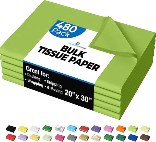 Party Solids Lime Green Tissue Paper - 20x30 Inch, 480 Sheets