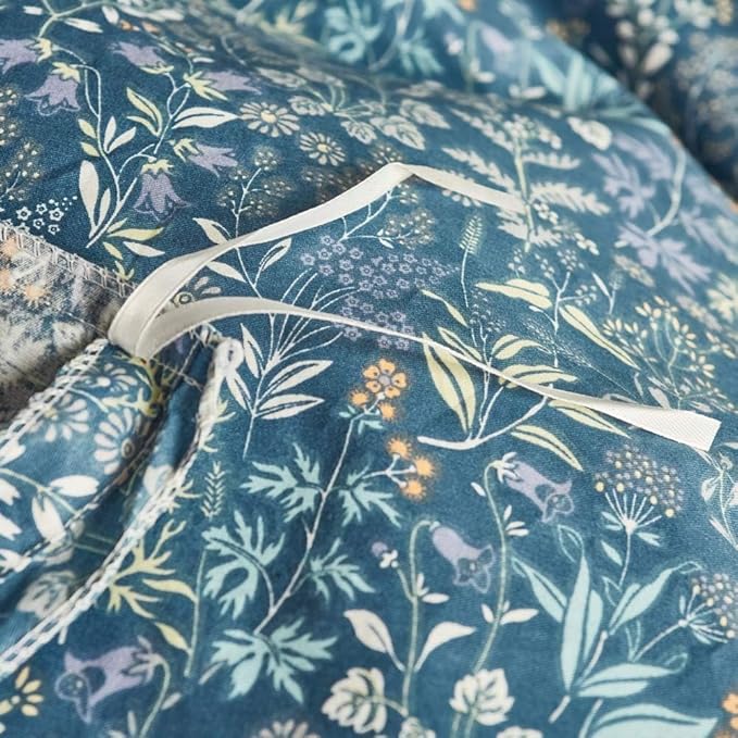 LifeTB Vintage Floral Duvet Cover Small Blue Flower Duvet Cover Twin XL Garden Style Floral Comforter Cover Cotton Floral Botanical Duvet Cover Chic Aesthetic Bedding Duvet Cover with Zipper Closure