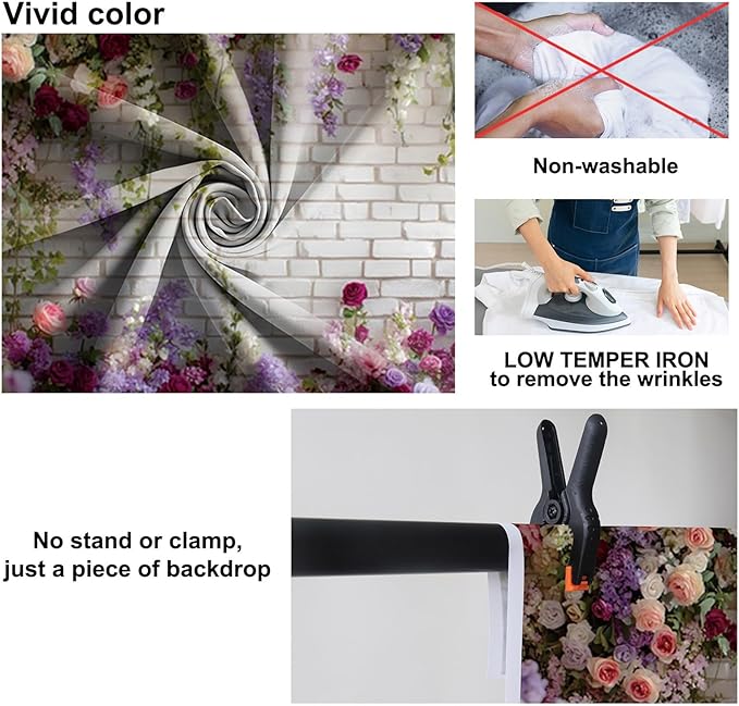 Baocicco Flower Brick Wall Backdrop 8x6.5ft Rose Flowers Photography Backdrops Baby Shower Bridal Shower Party Decorations Kids Adults Portraits Birthday Wedding Banner Supplies Props Video Studio
