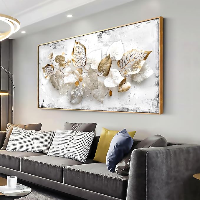Wall Art Leaf Modern Botanical Artwork Canvas Painting for Living Room Bedroom Dining Room Home Office Decor 30"x60" with Framed