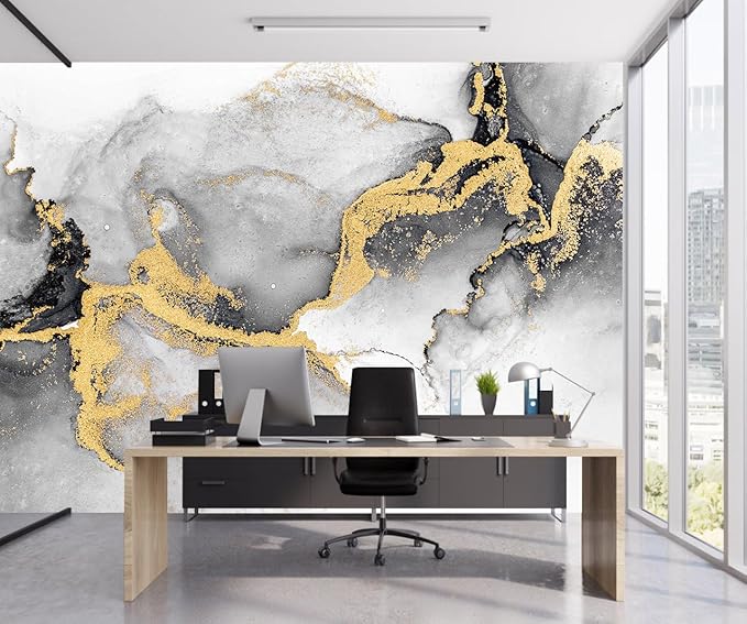 Black Gold Marble Wallpaper Peel and Stick for Living Room Office 82"x57"