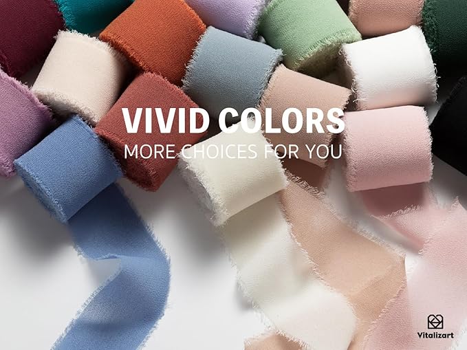 Vitalizart 9 Rolls 1.5" Pink & Nude Chiffon Silk Ribbon Handmade Fringe Total 27 Yd Frayed Edges Ribbons for Wedding Invitations Bridal Bouquets Gifts Wrapping Crafts Holiday Decor