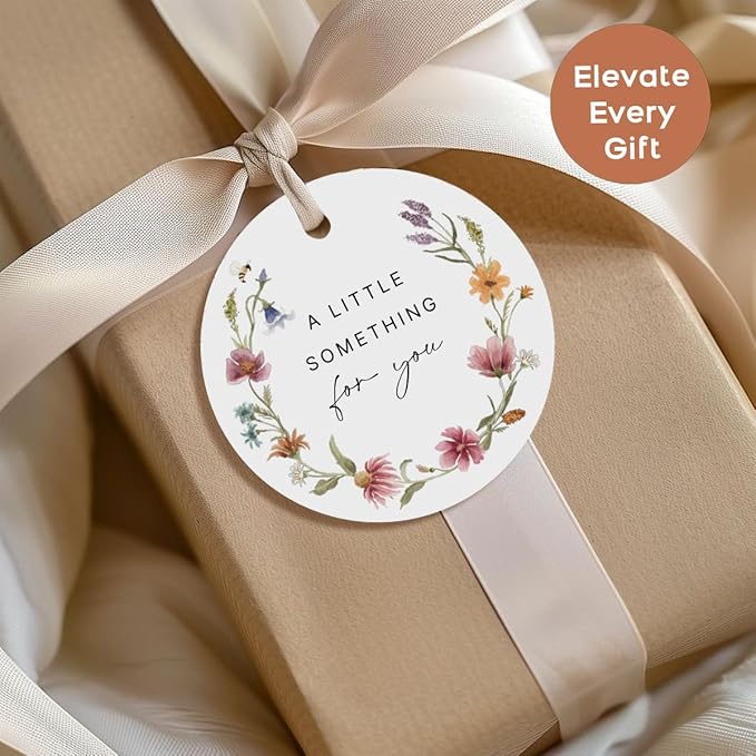 50 Floral Thank You Gift Tags with String Attached, Small Thank You for Celebrating with Us Gift Bag Tags for Presents and Personalized Party Favors - Baby Shower, Wedding, Bridal Shower, Birthday