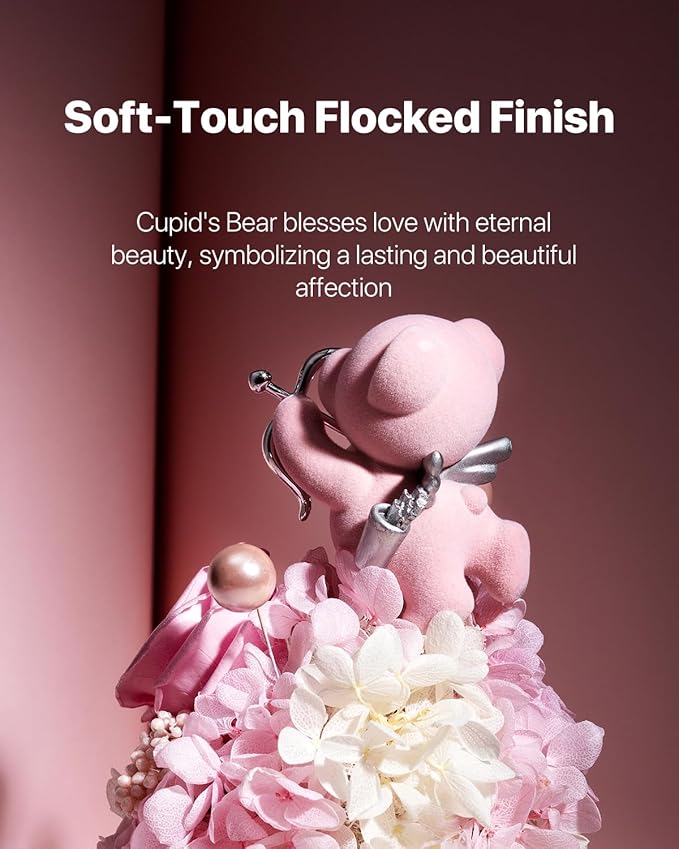 JoyFlower Preserved Flowers with Teddy Bear, Unique Pearl Roses Birthday Gifts for Women, Eternal Flower Rose Bear with Gift Box for Mom Girlfriend Wife on Valentine's, Mother's Day, Anniversary(Pink)