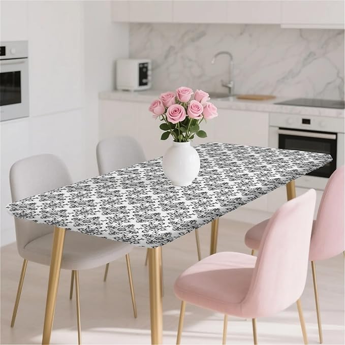 Rectangle Table Cloth Cover Waterproof Elastic Fitted Polyester Fitted Tablecloths for 4 Foot Tables for Indoor,Picnic, Camping, Outdoor （48" x 24"，Geometric ）
