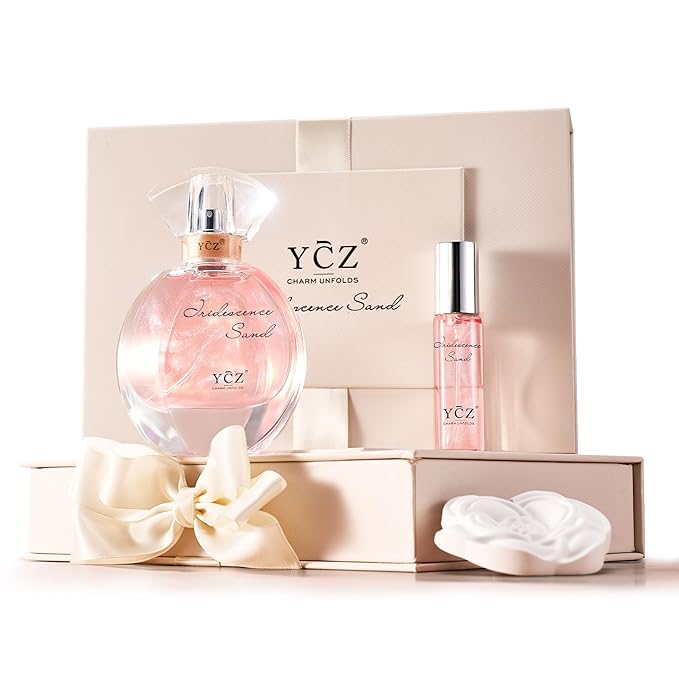 Ycz Golden Sands Women's Perfume Gift Set - 3-Piece Floral Oriental Fragrance with Grapefruit Rose Notes,50ml & 15ml Perfumes,Camellia Diffuser Stone,Elegant Gift Box,Long-Lasting Sillage Unique Gift