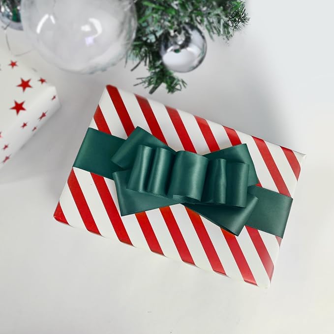 Double Face Teal Satin Ribbon 1-1/2 inch X 50 Yards Polyester Teal Ribbon for Gift Wrapping Very Suitable for Weddings Party Hair Bow Invitation Decorations and More