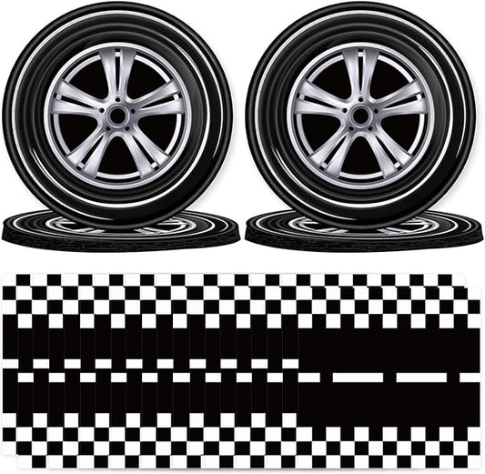 T-Antrix 40 Pcs Race Car Plates And Napkins Party Supplies, Race Car Birthday Decorations Disposable Paper Tableware Set for Boys Kids Birthday Party Serves 20