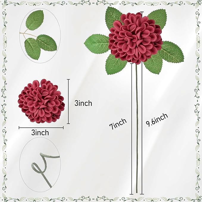 Artificial Flowers, 100pcs Hot Pink Artificial Rose for DIY Wedding Bouquets Centerpieces Arrangements, Hot Pink Rose and Dahlia Flowers with Stems for Bridal Shower Party Home Decorations