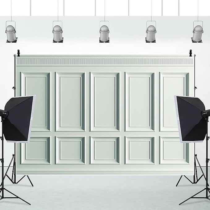 AOFOTO Vintage Room Inside Backdrop Classic French Frame Light Green Walls Photo Background for Wedding Bridal Shower Party Banner Home Headboard Decor Wall Photo Studio Booth Props 10x6.5ft