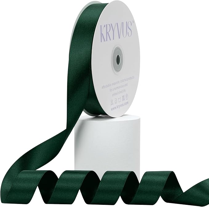 Hunter Green Satin Ribbon, Double Faced 1 Inch X 50 Yards Hunter Green Ribbon, Premium Satin Ribbon for Gift Wrapping, Crafts, Hair Bow Making, Sewing, Flower Bouquet, Wedding Party Decor