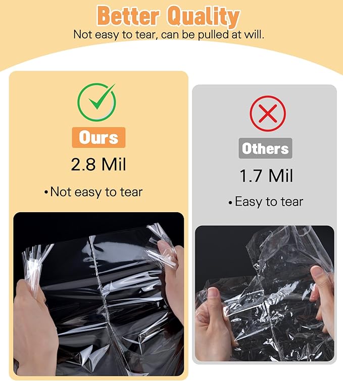 Yuiicaov 10PCS Large Cellophane Bags, 18x30 Inches Clear Cellophane Wrap for Gift Baskets, Clear Basket Bags Packaging 2.8 Mil Thick