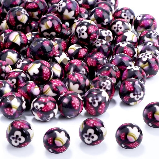 100 PCS 10mm Resin Beads Bulk for Bracelet Making Kit, Colorful Round Loose Beads for Jewelry Earring Necklace Rings Art Craft DIY Projects