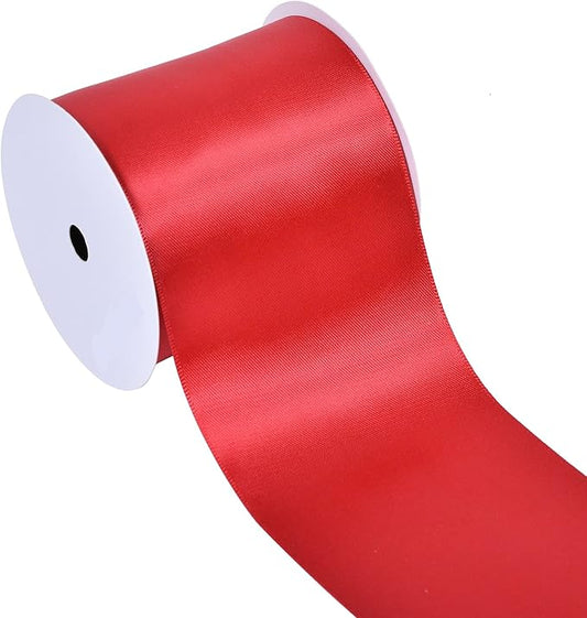 YAMA Red Double Faced Satin Ribbon, 3 Inch 10 Yards, Great for Crafts Bows Flower Bouquet Wedding Home Decor Gift Wrapping