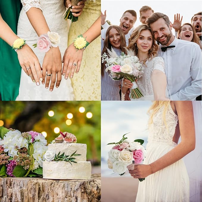 JOYLEX Artificial Flowers Realistic Roses, 100pcs Real Looking Fake Roses with Stem for DIY Wedding Bouquets Centerpieces Bridal Shower Party Home Romantic Decorations (Shades of Pink)