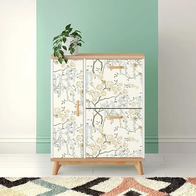Orainege Peel and Stick Wallpaper Vintage Floral Contact Paper 17.7in ×393.7in Beige Floral Wallpaper Peel and Stick Removable Wall Paper for Bathroom Waterproof