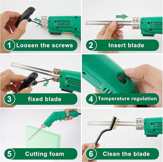 300W Air-Cooled, Electric Hot Knife - Foam Cutting Tool with Blades & Accessories Use Foam Cutter for Engraving and DIY Handmade