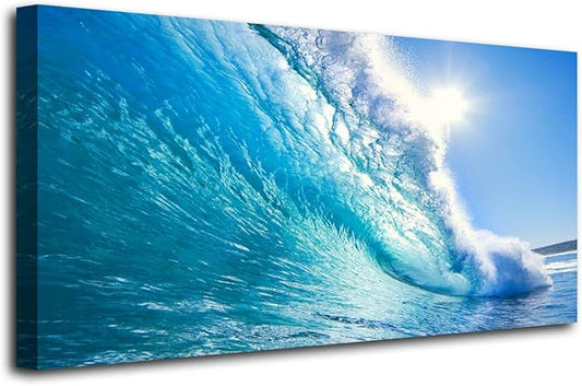 Canvas Prints Wall Art Blue Ocean Wave Surfing Sea Picture Paintings on Canvas Modern Canvas Art For Home Room Office Wall Decorations