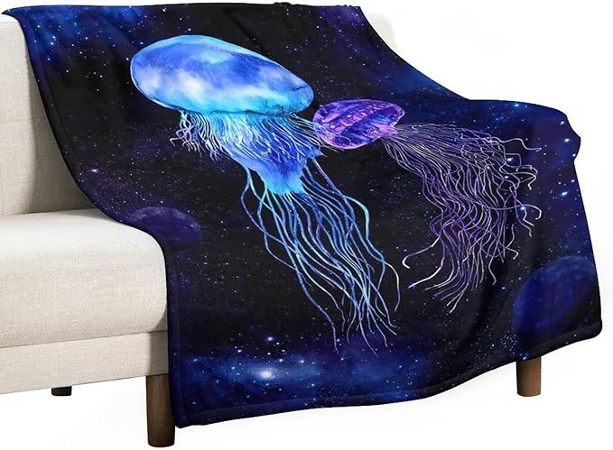 Jellyfish Gifts for Girls & Women - Soft, Warm & Cozy Fleece Throw Blanket for Kids & Adults - 50"x60"