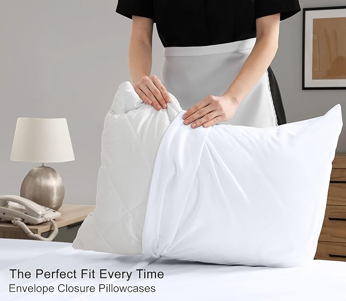 RUVANTI 100% Cotton Full Size Bed Sheets, 4 Pieces, Soft & Breathable Percale Weave Bedding, Deep Pocket 16", Hotel Standard, Crisp Cool Feel, Durable, Perfect Sheet Set Dyed, Bright White