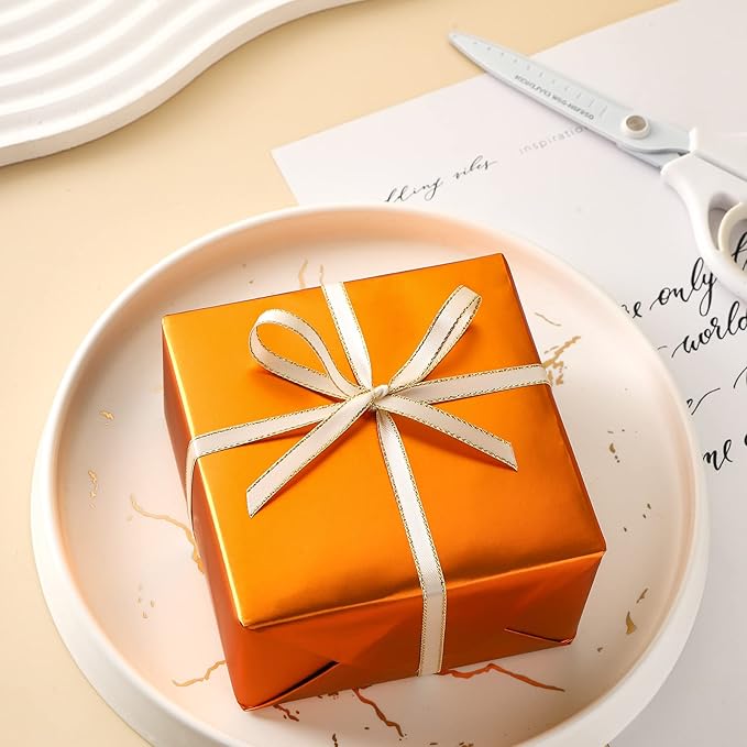 RUSPEPA Orange Wrapping Paper Roll - 81.5 Sq Ft Matte Metallic Orange Gift Wrap Paper Jumbo Rolls for Wedding, Birthday, Shower, Congrats, Holiday, Autumn, Halloween, Pumpkin - 30 Inch X 32.8 Feet