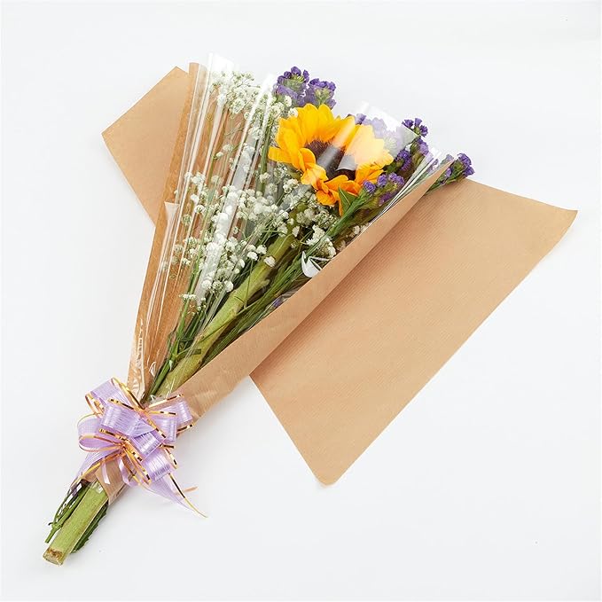 Aylmrice Flower Wrapping Paper For Bouquets Sleeve Big Floral Plastic Gift Bags 50pcs Large