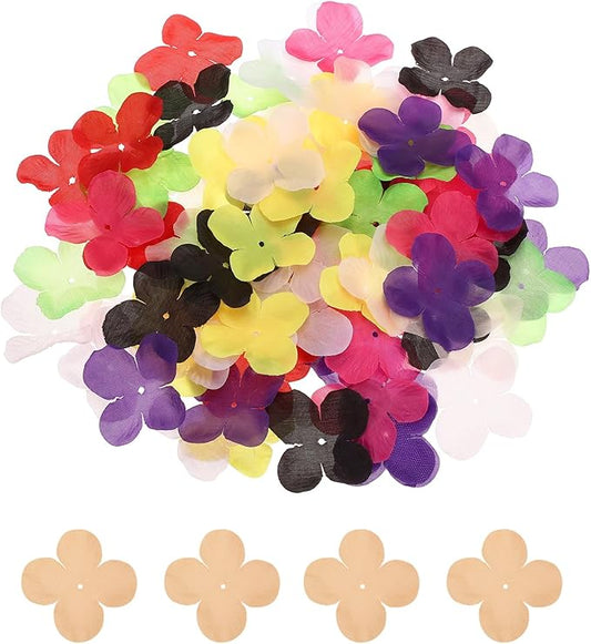 PATIKIL 1.8 Inch (4.5cm) Flowers Patch, 300Pcs Artificial Flowers Handmade Patches Silk Cloth Applique for Scrapbooking Wedding DIY Craft Supplies Card, Champagne