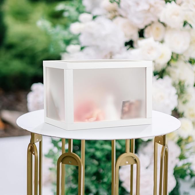 AW BRIDAL Frosted Wedding Card Box for Reception, 10.5"x7"x7" Money Envelope Box Holder for Graduation Honeymoon Fund, Gifts for Bridal Shower Birthday Party