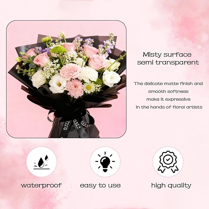 DNSGOOR 20 Sheets Flower Wrapping Paper, Waterproof Floral Bouquet Wrapping Paper, Korean Bouquet Paper Florist Supplies for Birthday, DIY Crafts, Gift Packaging, Wedding, Birthday Gift
