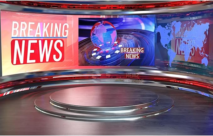 Breaking News Backdrop Studio TV News Broadcast Hall Background News Room Broadcasting Photography Background Program Record News Report Business Newsman Backdrop Kids Portrait Photo Props 20x10ft