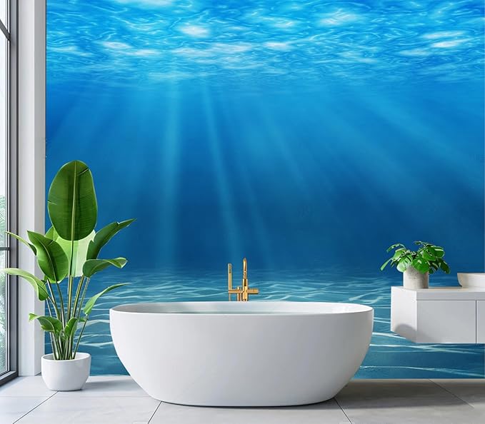 Cliouar-Waterfall in Underwater Light and Shadow Mural Wallpaper Peel and Stick 137" x 102"