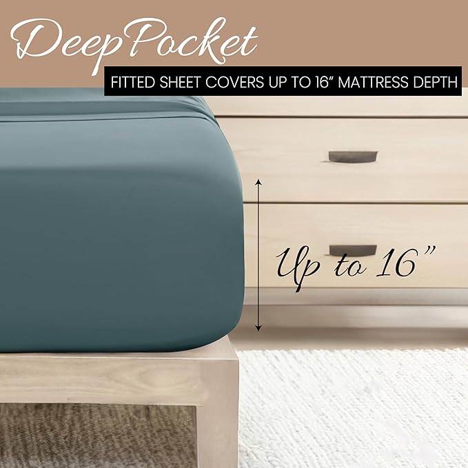 Linen Market Bed Sheets for Full Size Bed (Ocean) - Sleep Better Than Ever with These Soft and Cooling Full Sheets - Deep Pocket Fits 16" Thick Beds - 4 Piece Full Sheet Set