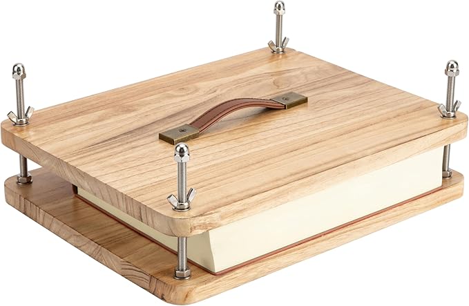 Wooden Book Press - 14.7x11.4 Large Craft Press with Comfort Grip Handle & Non-Slip Round Foot Pads, Ideal for Bookbinding, Scrapbooking, and DIY Projects