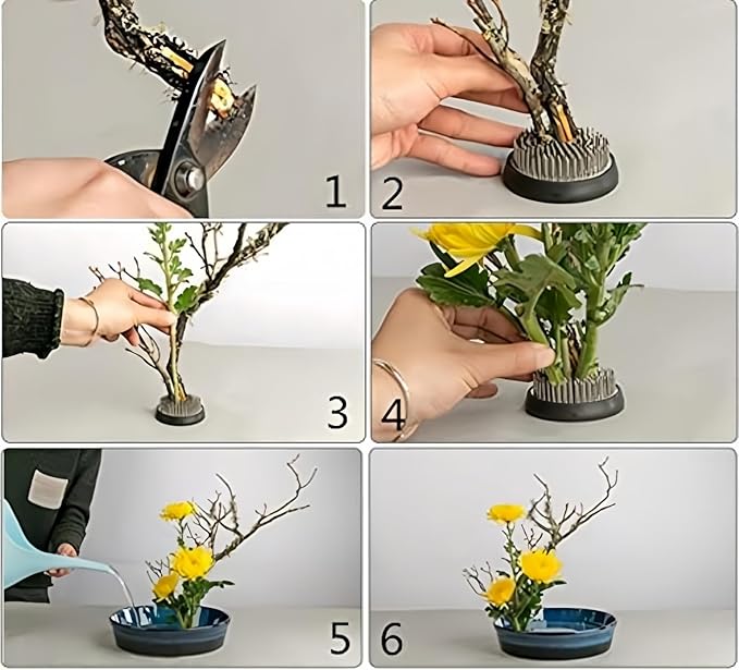 Floral Frogs for Flower Arrangements, 2.4" Round Metal Flower Frog Vase Arranger Pin Holder for Ikebana, DIY Flower Craft Arrangements (60mm Silver)