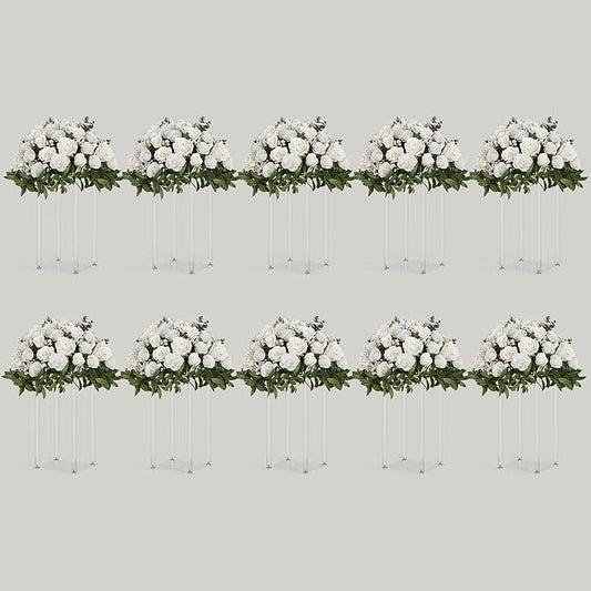 TEKXYZ Acrylic Centerpiece, 10 Pcs 15.75 Inch Tall Flower Stand, Column Wedding Centerpieces, Flower Stand for Wedding Event Party Props, Home Decor, Table