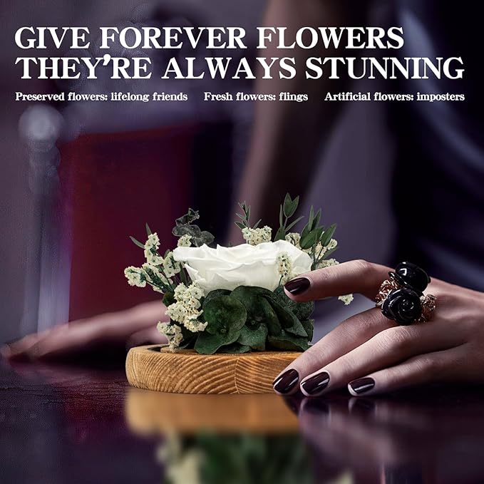 Preserved Roses & Fresh Flowers Bouquet – Gift for Women, Roses That Last Forever, Flowers for Delivery Prime, White Roses – Birthday, Mother’s Day & Christmas