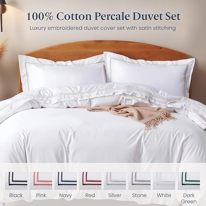 Ella Jayne Duvet Cover Queen Size (3 Pieces), 100% Cotton Percale, Full/Queen, Soft, Breathable & Lightweight, Including Duvet Cover (1 Piece) 90 x 90 Inches with 2 Pillow Shams (Silver Design)