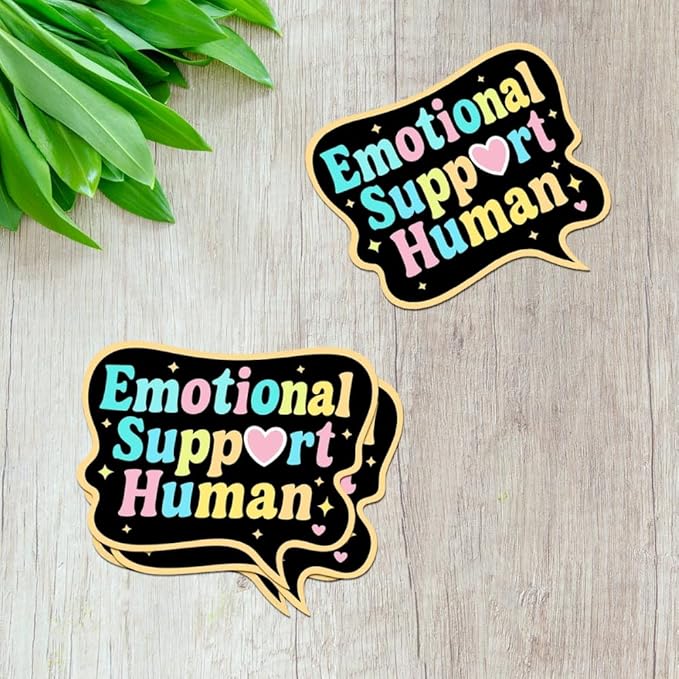 HANDICHI Design 5-Pack 3 Inch Emotional Support Human Stickers – Positive Affirmation Vinyl Decals for Laptops, Water Bottles, Journals and Scrapbooks – Cute Mental Health Self Care Sticker Pack