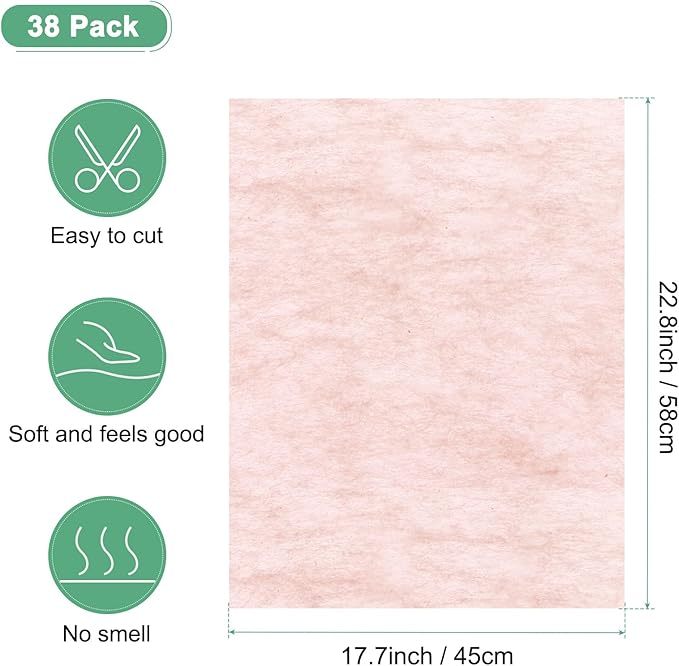 M METERXITY 38-Sheet Korean Cotton Wrapping Flower Paper, 22.8x17.7 Inch/ 58x45cm Waterproof Floral Wrapping Cotton Paper for Bouquets/Gift Packaging [Tender Pink]