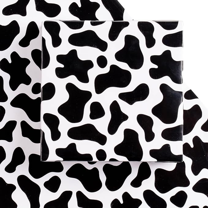 WRAPAHOLIC Cow Wrapping Paper Sheet - 12 Sheets Cow Prints Design Folded Flat for Birthday, Wedding, Baby Showers - 19.7 Inch X 30 Inch Per Sheet