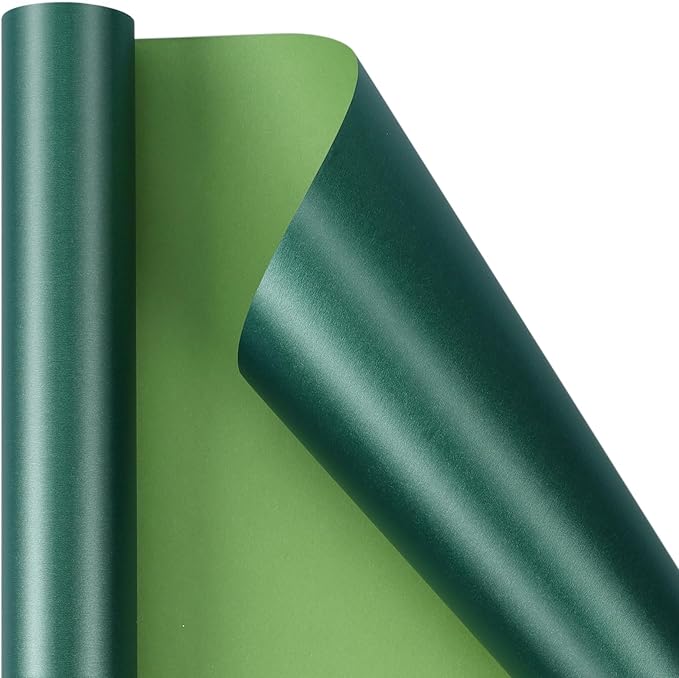 LaRibbons Green Wrapping Paper, 30 Inch x 33 Feet, Solid Color Pearly-Lustre Christmas Gift Wrap Paper Jumbo Rolls, Perfect for Holiday, Wedding, Valentine's Day, Birthday