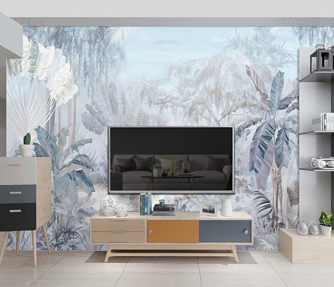 Tropical Botanical Wallpaper Woodland Forest Tree Bedroom Banana Leaf Plant murals Aesthetic Room Decor Living Room tv Background Large Wall Mural - 160"x108" Not Peel and Stick