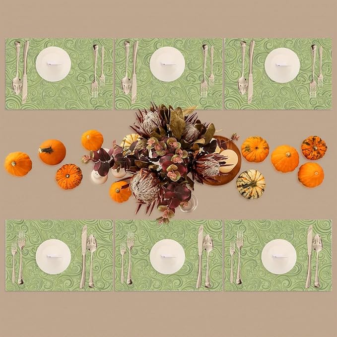 PVC Placemats Set of 1 Sage Green Abstract Art Wipeable Table Mats Washable Heat Resistant Non Slip Vinyl Dining Table Mat for Kithen Indoor Outdoor Patio Farmhouse Place Mats Decorative